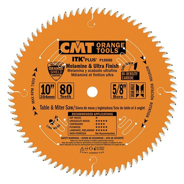 1" Bore ITK Melamine & Ultra Finish Saw Blade, 12" x 96 Teeth
